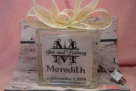 Wedding Shower Gift Ideas, Glass Block Crafts, Craft Retreat, Lighted Glass Blocks, Shower Gift Ideas, Cricut Wedding, Engagement Gifts For Couples, Glass Block, Wedding Gifts For Couples