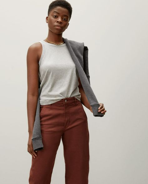 Way-High Color Jean Outfitting | Everlane Utility Barrel Pant, Stylish Pants Women, No Competition, Cropped Chinos, The Hours, Trouser Pants Women, Colourful Outfits, Hold You, High Jeans