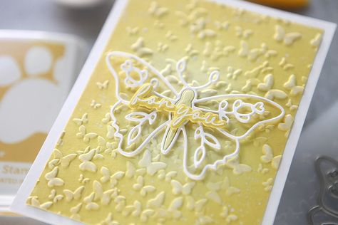 Let's unbox the latest card kit from Simon Says Stamp and make five cards! - CZ Design Small Butterflies, Stamp Card, Butterfly Background, Embossing Machines, Scrapbook Tutorial, Elegant Cards, Embossed Cards, Floral Image, Butterfly Cards