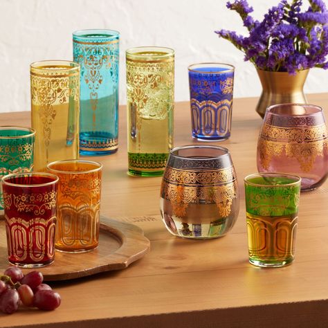 Moroccan Highball Glasses Set of 6 - World Market Moroccan Glassware, Moroccan Tea, Falls Church, Tea Glasses, Highball Glasses, Cost Plus World Market, Glassware Collection, Front Entrances, Stemless Wine Glasses