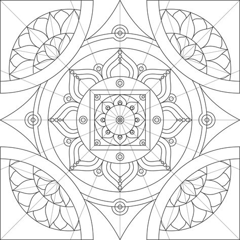 Mandala Pattern Design Templates, Square Mandala Design, Mandela Rocks, For Coloring, Mandala For Coloring, Dot Painting Mandala, Dots Painting, Love Mandala, Mandala Colouring