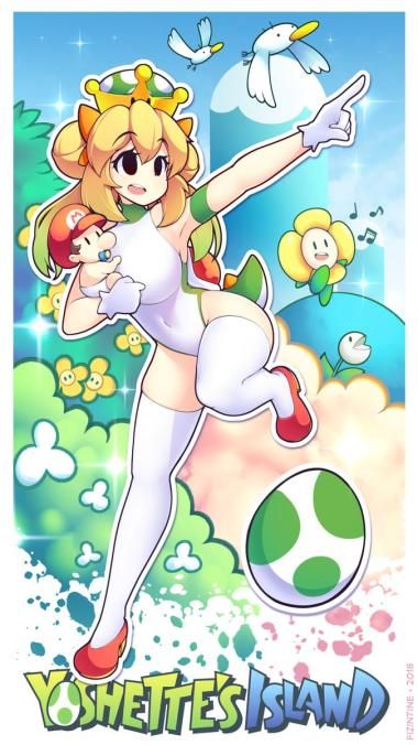 yoshette Mario Funny, Gijinka Pokemon, Mario Fan Art, Nintendo Princess, Nintendo Fan Art, Super Mario Art, Nintendo Art, Mario Art, 만화 캐릭터