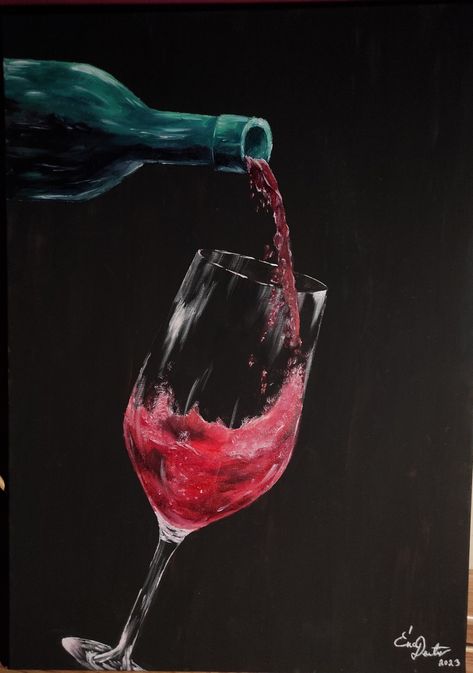 A little red wine. The first such painting of my life. It was completed in 12 hours. Cool Black Canvas Paintings, Red Wine Painting, Wine Oil Painting, Black Background Painting, Red Wine Stains, Oil Painting For Beginners, Black Canvas Paintings, Wedding Gifts For Bride And Groom, Wine Painting