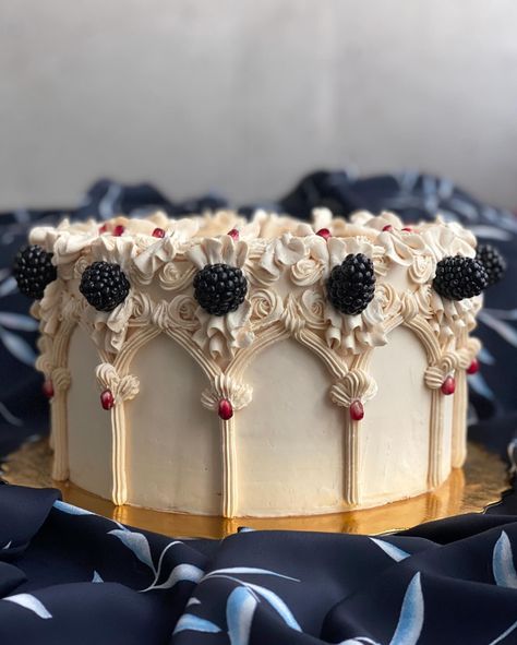 a cake for my grandma’s 85th birthday 🎀🥺🎀 pomegranate orange cardamom chiffon soaked in three milks, maple roasted walnut hazelnut praline, saffron whipped cream, caramelized honey italian meringue buttercream ✨ Caramelized Honey, Victorian Cakes, Orange Cardamom, Italian Meringue Buttercream, Hazelnut Praline, Italian Meringue, Roasted Walnuts, 85th Birthday, Meringue Buttercream