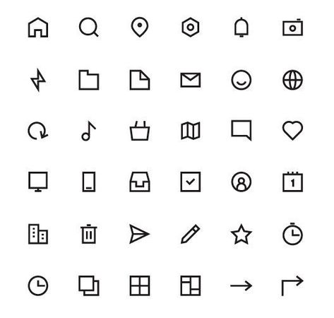 36 Minimal UI Icons EPS Minimal Icon Design, Icon Minimal, Vector Photoshop, Minimal Icon, Icon Ui, Designer Logos, Icon Set Design, Small Doodle, Icon Design Inspiration