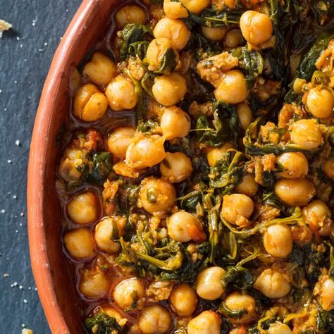 Espinacas con Garbanzos (Andalusian Spinach and Chickpeas) | Cook's Illustrated Cooks Illustrated Recipes, Donut Toppings, America's Test Kitchen Recipes, Cooks Illustrated, America's Test Kitchen, Frozen Spinach, Americas Test Kitchen, Dried Beans, Canned Chickpeas