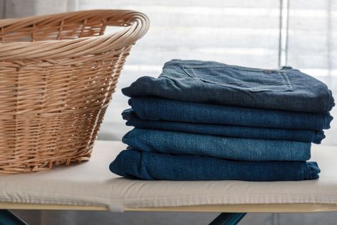 #CWBlog: How To Fold Jeans To Maximize Drawer Space Jeans Folding Ideas, Folding Jeans To Save Space, Jeans Folding, How To Bleach Whites, Folded Jeans, Bunny Napkin Fold, How To Fold Jeans, How To Fold Pants, Dingy Whites