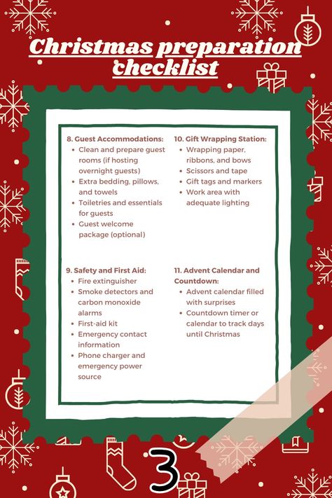 Stay organized and stress-free this holiday season with our comprehensive Christmas planning checklist. Download and print it now! #ChristmasPlanning #HolidayChecklist #StressFreeHoliday #Christmas Holiday Planning Checklist, Christmas Planning Checklist, Christmas Checklist, Christmas Information, Gift Wrapping Station, Holiday Checklist, Wrapping Station, Safety And First Aid, Christmas Preparation