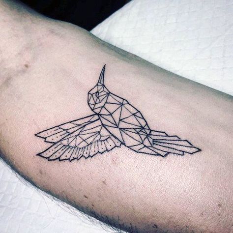 125 Best Hummingbird Tattoo Ideas for 2017 - Wild Tattoo Art Geometric Hummingbird Tattoo, Chance Tattoo, Small Hummingbird Tattoo, Simple Bird Tattoo, Tattoo Elephant, Bird Tattoo Men, Origami Tattoo, Flying Bird Tattoo, Petit Tattoo