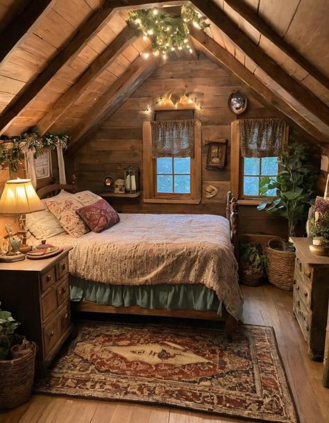 Country Rose, Cabin Bedroom, Attic Bedroom, Attic Rooms, Dream House Rooms, Rose Cottage, Dream House Interior, House Room, House Goals