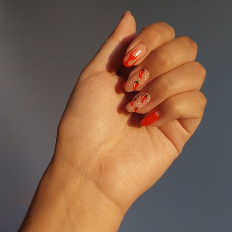 Chili Pepper Nail Art, Chilli Pepper Nails, Chilli Nail Art, Chili Pepper Nails, Chilli Nails, Chili Nails, Pepper Nails, Hand Candy, Chilli Peppers