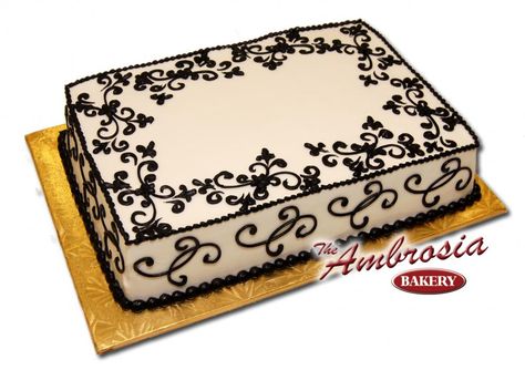 Chocolate Gloss Fleur de lis Peanut Butter Ideas, Butter Ideas, Pastel Rectangular, Cake Sheet, Bible Cake, 80 Birthday, Cakes Decor, Bridal Cake, Sheet Cake Designs