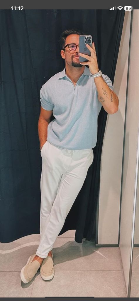 Men Light Blue Shirt Outfit, Mens Cocktail Attire Parties Casual, Casual Formal Wear For Men, Mens Outfits Summer 2024, Style Men 2024, Portugal Outfits Men, Men Outfit Inspo Summer, Mens Proposal Outfit, Summer Outfits Men Old Money