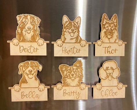 X Tool Laser, Laser Dog Ideas, Dog Peeking, Paw Ornament, Boxer Bulldog, Dog Magnets, 3d Dog, Name Christmas Ornaments, Laser Engraved Ideas