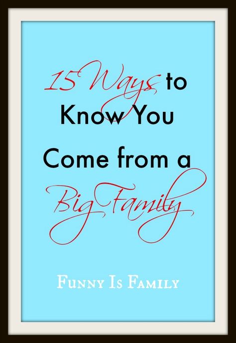 If your mother or grandmother frequently call you by the wrong name, you might be from a large family. Here are some other ways to tell your relatives are taking over the world. #largefamilies #humor #family Big Family Quotes, Big Families, Family Quotes Funny, Italian Pride, Haha So True, Italian Family, Italian Humor, Large Families, Number 15