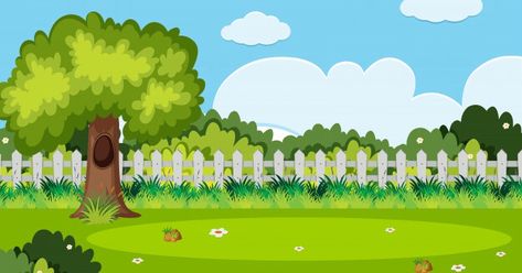 Fence In Garden, White Garden Fence, Garden Clipart, Nature Background Images, White Fence, Sun Loving Plants, Hijau Mint, Cartoon House, Garden Illustration