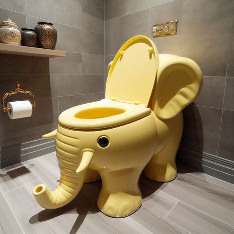 Graceful Design: Transform Your Bathroom with an Elephant-Inspired Toilet Elephant Shaped Toilet 🐘🚽🌟 #ElephantToilet #PottyPachyderm #TrunkFlush Make a statement in your bathroom with an Elephant Shaped Toilet. Featuring a whimsical design inspired by majestic elephants, this toilet adds a touch of safari charm to your bathroom decor. With its unique shape and playful details, the Elephant Shaped Toilet transforms the mundane task of using the toilet into a delightful experience. Step into t... Crazy Furniture, Cool Toilets, Elephant Theme, Wooden Elephant, Fantasy Decor, Bathroom Size, Bathroom Solutions, Ideas Hogar, Sanitary Ware