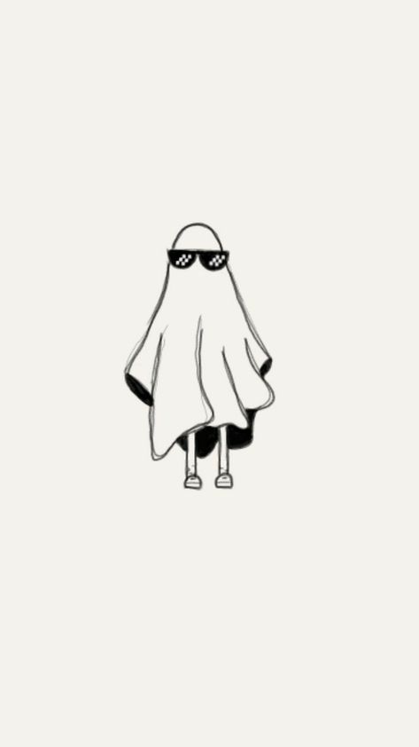 Ghost With Glasses Tattoo, Sheet Ghost Drawing, Ghost Drawing Aesthetic, Ghost Drawing Ideas, Ghost With Glasses, Photoshoot Challenge, Drawing Ghost, Preppy Posters, Drawing Stickers