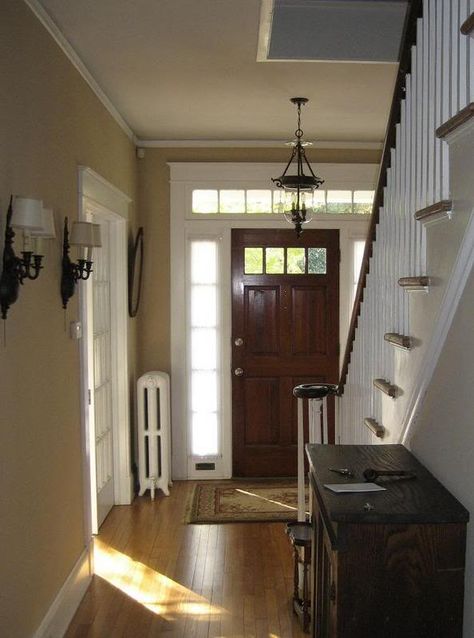 foyer, front door Center Hall Colonial Entryway, Center Hall Colonial Kitchen, Foyer Addition, Colonial Entryway, Colonial Door, House Foyer, Colonial Kitchen Remodel, Style Entryway, Center Hall Colonial