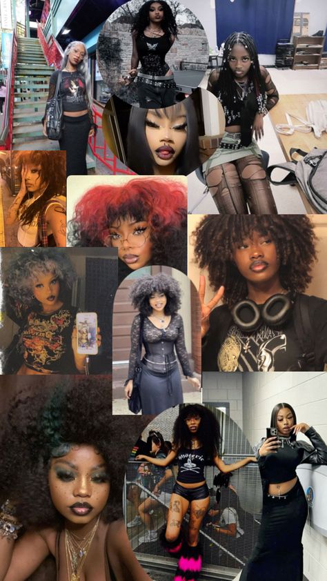 Alt Aesthetic Black Women, Goth Aesthetic Black Women, Black Woman Grunge, Afro Goth Outfits, Alt Fashion Black Women, Alt Outfits Black Women, Alt Black Woman Outfit, Emo Black Women, Grunge Black Women