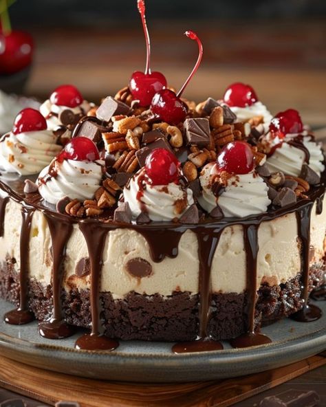 Faux Desserts, Sundae Toppings, Heavenly Desserts, Chocolate Cake Recipe Moist, Aesthetic Foods, Brownie Cheesecake, Diy Desserts, Cheesecake Brownies, Chocolate Cake Recipe