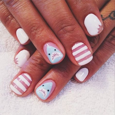 The 64 Best Works of Nail Art This Year Shark Nails, Shark Things, Magical Nails, Sophisticated Nails, Popsugar Beauty, Shark Week, Beautiful Nail Designs, Cute Nail Art, Nail Designs Summer