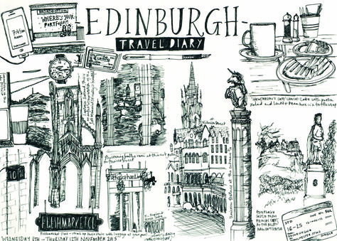 Edinburgh Travel Diary Scotland Travel Journal, Trip List, Travel Journaling, Edinburgh Travel, Travel Art Journal, Painting Styles, Sketch Pad, Dream Trip, Journal Inspo