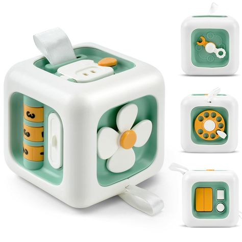 PRICES MAY VARY. 【6 IN 1 Busy Cube】This 1 year old toys features various activities on each side,providing diverse play options. These include rotating fan,analog switch,dial phone,adjusting clock,unlockable mirror & a cloth-pulling activity,password lock drawer(the password is 000). 【Montessori Sensory Toys】Designed to exercise baby's hand-eye coordination and developing their cognitive skills.This activity busy cube toy awakens children's curiosity and imagination, encouraging them to explore, Sensory Toys For Toddlers, Dial Phone, Travel Toys For Toddlers, Sensory Toys For Kids, Japanese Kids, Best Educational Toys, Cube Toy, Educational Toys For Toddlers, Princess Toys