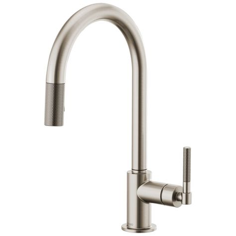 Brizo Litze® Pull-Down Faucet with Arc Spout and Knurled Handle | Perigold Brizo Litze, Pull Down Kitchen Faucet, Urban Industrial, Electronic Parts, Kitchen Collection, Water Conservation, Kitchen Faucet, Real Diamonds, Polished Nickel