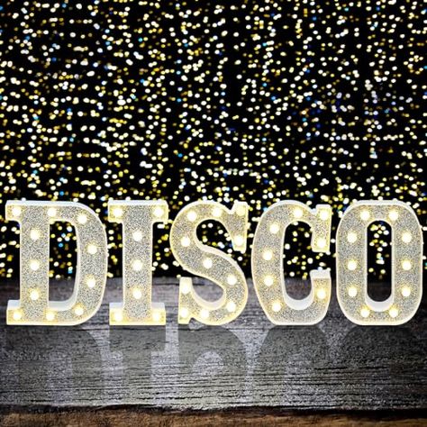 Disco Sign, New Year Wedding, Lighted Marquee Letters, Disco Party Decorations, Disco Theme, Light Up Letters, Disco Lights, Light Letters, Marquee Letters