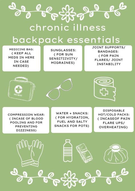 Examples of essentials needed when going out with a chronic illness #HealthTips #HealthyLiving #NutritionTips #FitLife #Wellness #FitnessTips #HealthyLifestyle #SelfCare Chronic Illness Essentials, Autonomic Nervous System Dysfunction, Living With Chronic Illness, Dysautonomia Pots, Chronic Pain Relief, Backpack Essentials, Spoonie Life, Fatigue Syndrome, Receding Gums