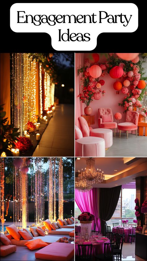 Engagement party setup with stylish decorations and theme ideas for a memorable celebration. Spring Engagement Party Themes, Backyard Themes, Elegant Engagement Party Ideas, Unique Engagement Party Ideas, Creative Engagement Party Ideas, Engagement Party Ideas Themes, Spring Engagement Party, Fun Engagement Party, Unique Engagement Party