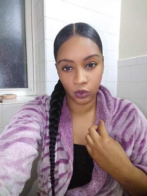 Middle part ponytail braid Middle Part Braid Ponytail, Middle Part Braided Ponytail, Part Braided Ponytail, Middle Part Ponytail, Part Ponytail, Ponytail Hairstyles For Black Women, 1 Braid, Ponytail Braid, Slicked Back Ponytail