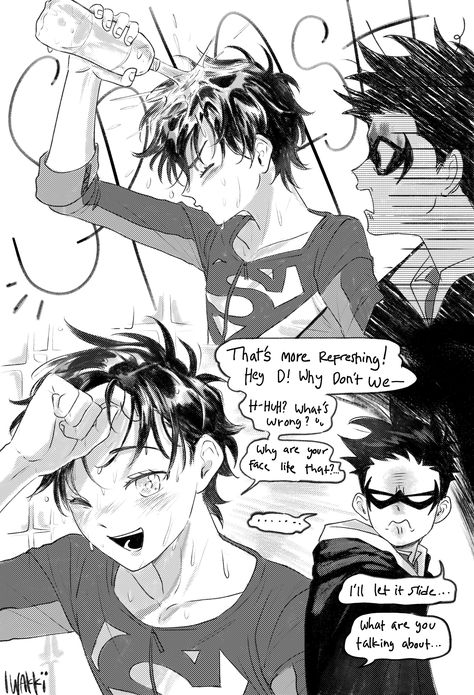 Damian And Jon, Batman Joker Art, Indirect Kiss, Superhero Comics Art, A Silent Voice Anime, Super Sons, Superman X Batman, Robin Comics, Superman X