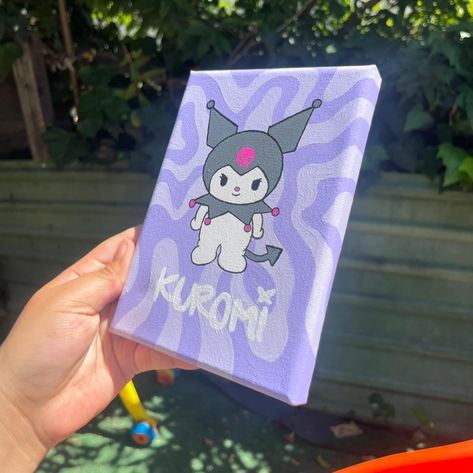 kuromi 💟 - now available on my etsy - 5x7 stretched canvas - been loving doing these small paintings of different sanrio characters! my messages are open to commissions or if anyone is interested in buying any artwork 💘 - #art #artist #artworks #painting #paintings #smallbusiness #sanrio #sanriopainting #sanriocore #kuromicore #kuromi Sanrio Painting Ideas, Kuromi Painting, Sanrio Style, Icon Ig, My Messages, Painting Canvases, Diy Canvas Art Painting, Small Paintings, Sanrio Characters