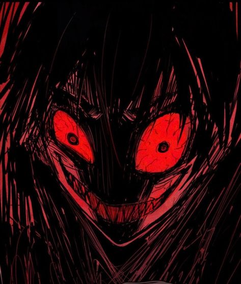 Creepy Smile, Arte Peculiar, Anime Smile, Evil Anime, Red Icons:), Dark Pictures, Dark Art Illustrations, Arte Inspo, Scary Art