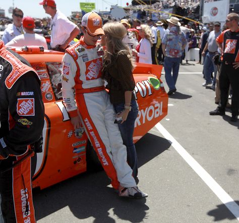 Just found the cutest picture of my favorite couple in NASCAR. miss you Miss Sabrina! Race Car Driver Wife, Nascar Wife, Nascar Racing, Car And Driver, Miss You, Nascar, Couple Goals, The Cutest, Race Cars