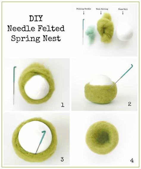 Spring Needle Felting, Felted Nest, Felt Spring, Bird Craft, Needle Felting Diy, Needle Felted Christmas, Wet Felting Projects, Felted Wool Crafts, Hands Art