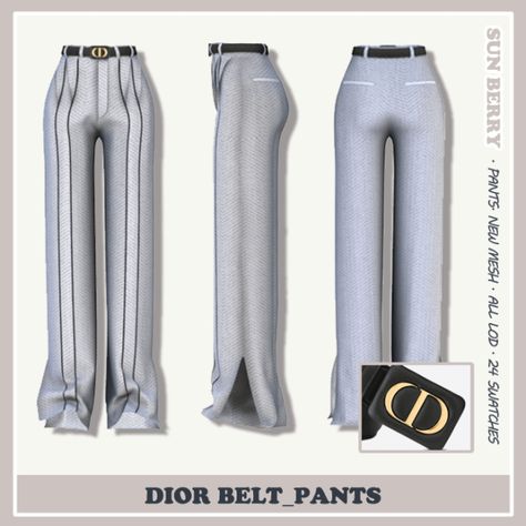 Dior Clothes, Dior Belt, Sims 4 Piercings, Dior Dresses, Belt Pants, Sims Free Play, Elegant Pant, Play Sims, Free Sims