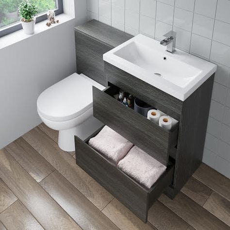 Bathroom 2022, Toilet Vanity Unit, Grey Vanity Unit, Flat Renovation, Toilet And Sink Unit, Toilet Basin, Grey Vanity, Sink Toilet, Toilet Vanity