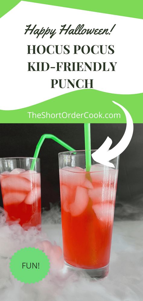 Hocus Pocus Punch For Kids, Halloween Drinks Recipes, Hocus Pocus Punch, Punch For Kids, Halloween Recipes Drinks, Sweet Savory Recipes, Hocus Pocus Party, The Sanderson Sisters, Fruity Drinks