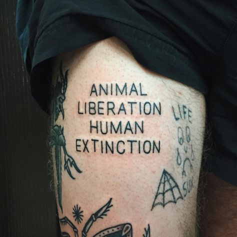 “The way in which we currently farm and produce the majority of our food is… Anthropology Tattoo, Eco Anarchism, Vegan Poster, Vegan Tattoo, Poster Project, About Happiness, Animal Activism, Protest Art, Tattoo People