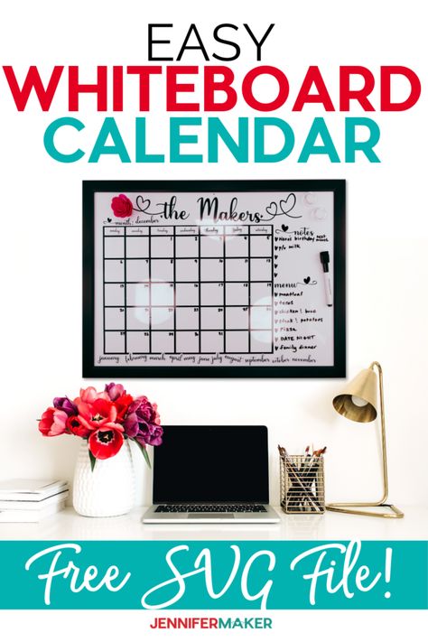 This is an easy step by step tutorial to personalize a Whiteboard Calendar for your home or to give as a gift. This is a fun project to make using my free SVG files. Diy Whiteboard Calendar, Whiteboard Calendar Ideas, Diy Whiteboard, Whiteboard Ideas, Whiteboard Calendar, November Calendar, New Year Is Coming, Idee Cricut, Diy Calendar