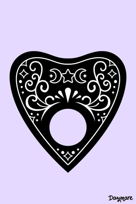 Goth Designs Art, Pastel Goth Doodles, Goth Love Art, Ouji Tattoos, Planchette Tattoo Simple, Planchette Illustration, Pastel Goth Aesthetic Art, Pastel Goth Tattoo Ideas, Goth Aesthetic Drawing