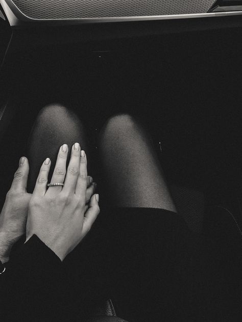 Hand in hand, car driving, roadtrip, couple, hand, ring, goals, beziehung, black and white Car Holding Hands Aesthetic, His Hand On My Thigh While Driving, Driving Couple Aesthetic, Holding Thigh Couple Aesthetic, Holding Thigh In Car, Hands On Thigh In Car, Hand On The Thigh Aesthetic, Car Thigh Grabbing, Couple In A Car Aesthetic