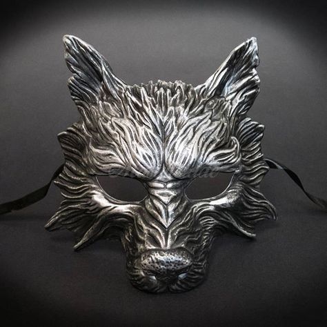 We curate the most intricate masquerade masks with the finest quality and craftsmanship. Materials/Techniques: Resin, papier mache technique, light-weight materials, high quality eco-friendly acrylic paint, silk ribbons. Size Measurement: 6.5" tall x 7.5" wide One size fits almost all facial features. Wolf Photoshoot, Animal Masquerade Masks, Animal Masquerade Mask, Animal Masquerade, Masquerade Men, Masquerade Ball Costume, Steampunk Gas Mask, Masquerade Mask Costume, Silver Masquerade Mask