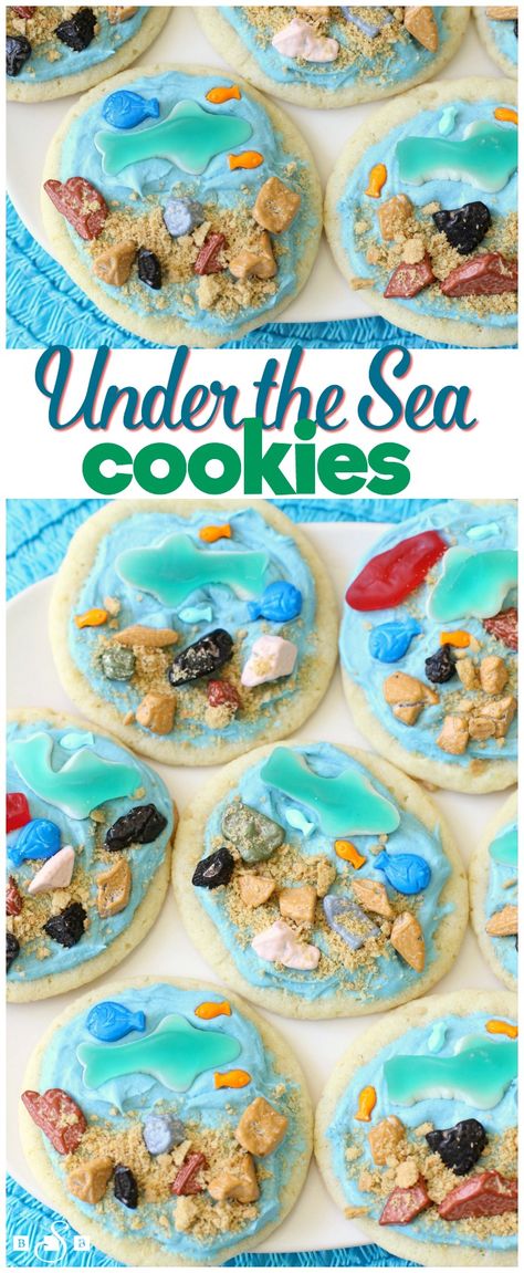 Under the Sea Fish Cookies ~ Shark Cookies - Butter With A Side of Bread Under The Sea Cookies, Sea Cookies, Fish Cookie, Gummy Fish, Under The Sea Crafts, Chocolate Rocks, Fish Cookies, Shark Cookies, Sea Activities