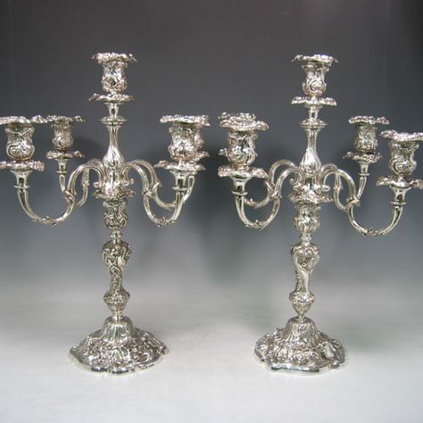 Really love these antique silver candlabras Silver Candelabra, Silver Service, Silver Candlesticks, Silver Trays, Silver Decor, Silver Tea, Silver Spoons, Silver Art, Silver Pieces