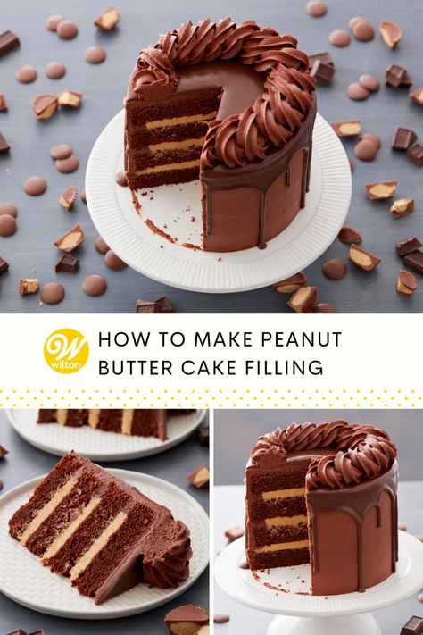 Cake Filling For Chocolate Cake, Cake Fillings For Chocolate Cake, Peanut Butter Filling For Cupcakes, Peanut Butter Filling For Cake, Peanut Butter Cake Filling, Reeces Cake, Filling For Cupcakes, Peanut Butter Mouse, Chocolate Cake Layers