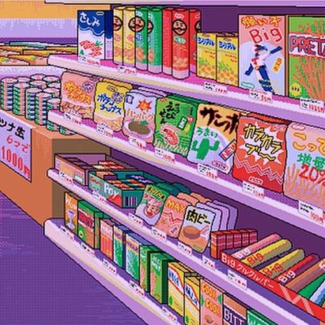 Idk i found this so cute and kinda my aesthetic Grocery Store Aisle, Episode Interactive Backgrounds, Anime Gifs, Wallpaper Bts, 90s Anime, Anime Aesthetic, Kawaii Wallpaper, Food Illustrations, Scenery Wallpaper